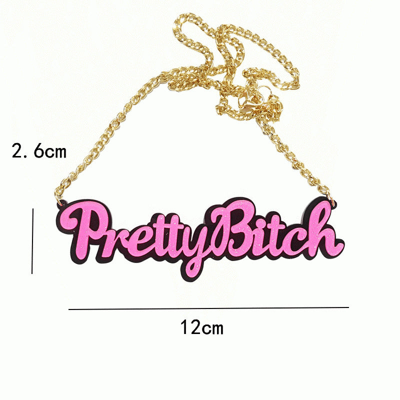 Wholesale  dark black letter necklace